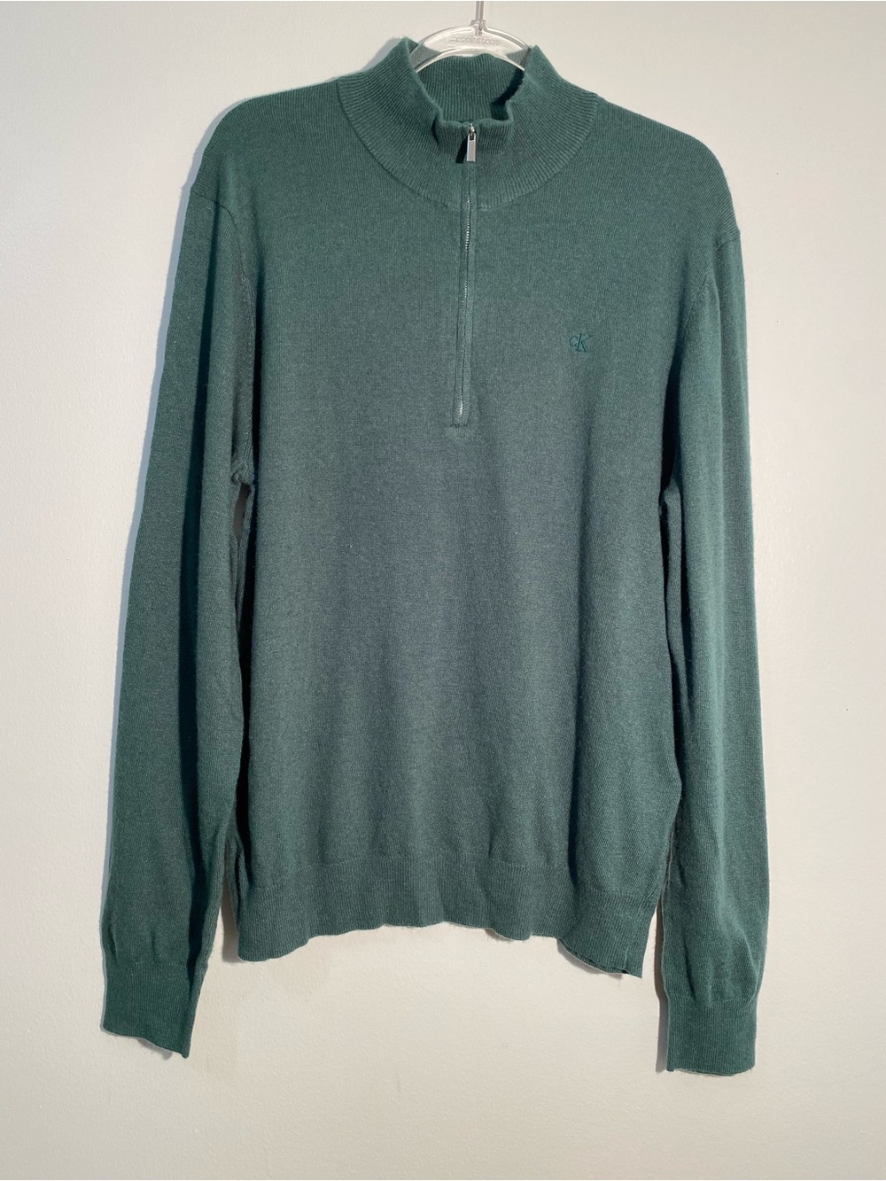 Calvin Klein Men's Emerald Green Quarter Zip Sweater sz L